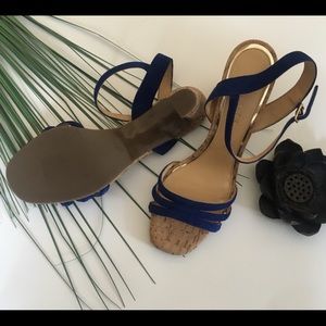Talbot’s Blue suede corked heel sandal
